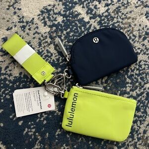 lululemon athletica Navy and Neon Green Dual Pouch Wristlet